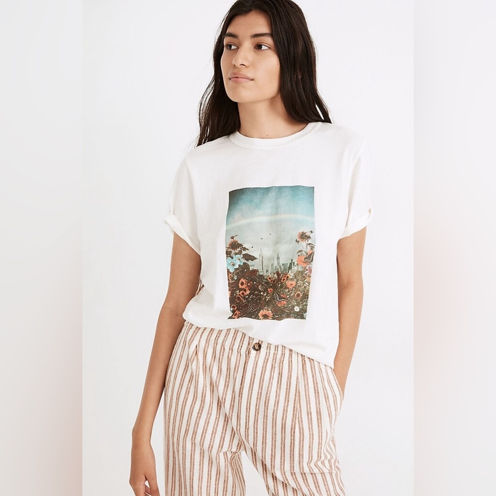 Madewell x Siobhán O'Dwyer NY Landscape Tomboy Tee - Lighthouse - Size S